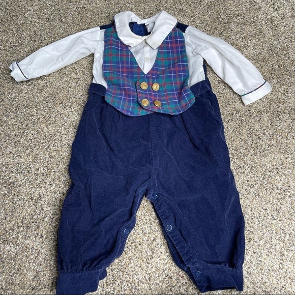 Vintage Alexis Boys Suit Childs All-in-One Piece USA Romper Outfit Sz 9 Months - Picture 1 of 4
